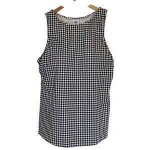 Lands End Womens High Neck Swim Tank Size 16DD Black White Gingham Check‎
